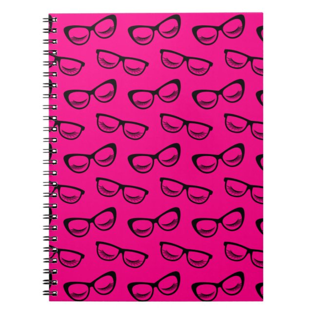 Cuaderno Gafas y azotes negros en rosa (Frente)