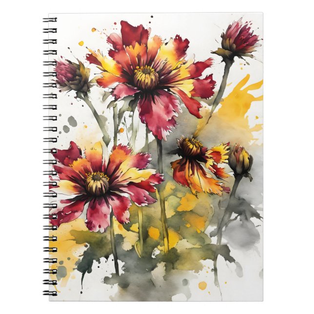 Cuaderno Gaillardia - Flores de acuarela (Frente)