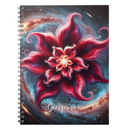 Cuaderno Galaxia de Poinsettia floral festiva personalizada