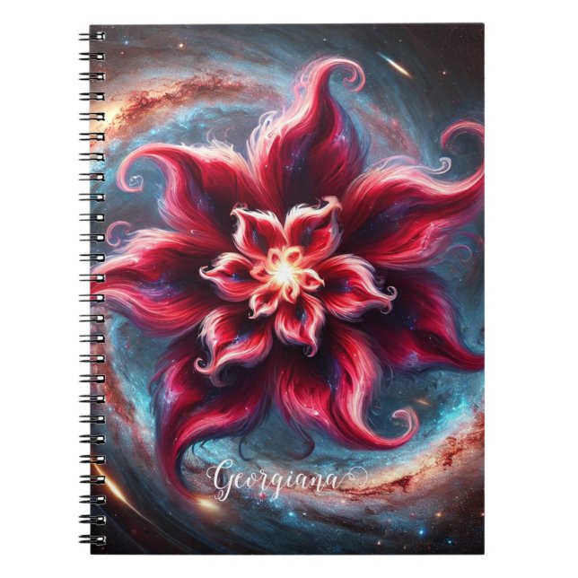 Cuaderno Galaxia de Poinsettia floral festiva personalizada (Frente)