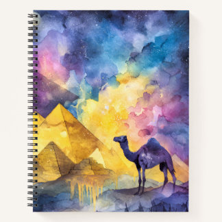 Cuaderno Galaxia del desierto acuarela Camello Pirámide Via
