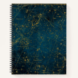 Cuaderno Galaxia dorada azul de la constelación de mapas es
