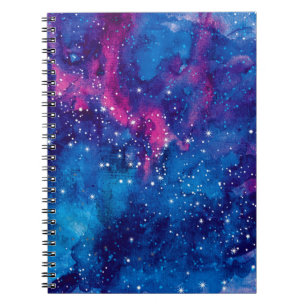 Cuaderno Galaxia espacial acuarela cielo nocturno con estre