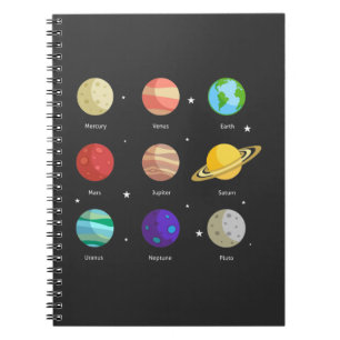 Cuaderno Galaxia espacial Planetas solares Venus Mars Jupit
