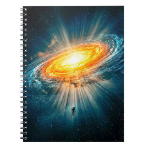 Cuaderno Galaxia Espiral Dorada Astronauta Ciencia Ficción 