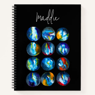 Cuaderno Galaxia nebulosa del planeta azul acuarela