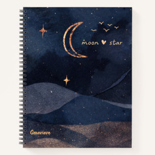 Cuaderno Galaxia nocturna púrpura estrellada personalizada