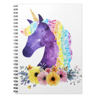 Cuaderno Galaxia unicornio con flores