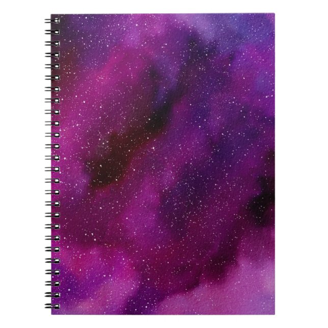 Cuaderno Galaxias acuáticas de color rosa púrpura (Frente)