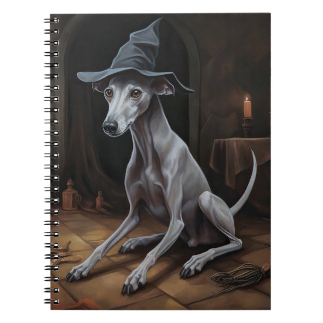 Cuaderno Galgo Italiano Calabazas Halloween Espeluznante (Frente)