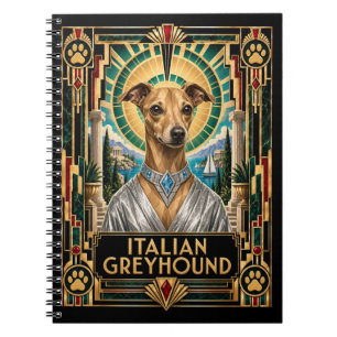 Cuaderno Galgo Italiano, Perro Art Deco
