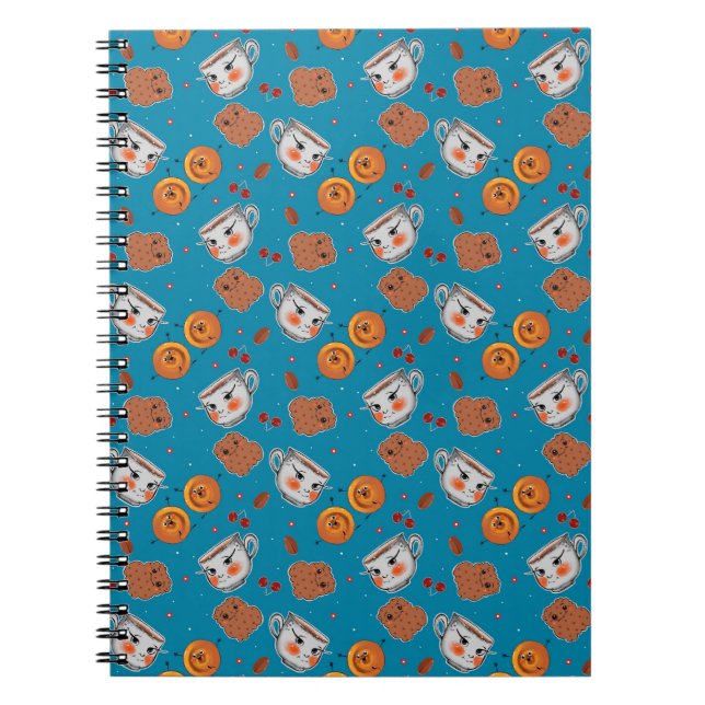 Cuaderno Galletas, bollos: patrón de fondo azul (Frente)