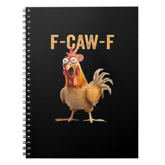Cuaderno Gallina divertida humor gallo meme clásico F Caw F (Frente)