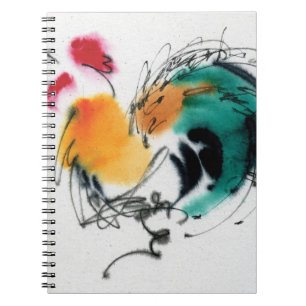 Cuaderno Gallo colorido. Caligrafía y watercolor.