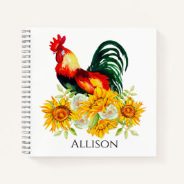 Cuaderno Gallo de flores de girasol