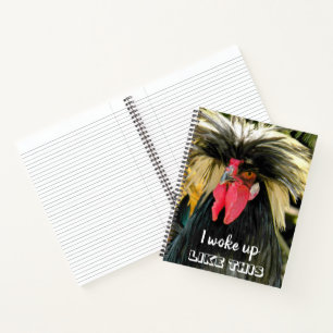Cuaderno Gallo Meme Divertido con Mal Día de Pelo
