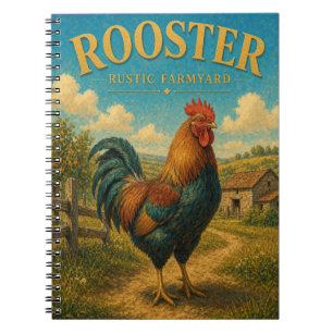 Cuaderno Gallo Pollo Granja Rústica Acuarela GeoSaga
