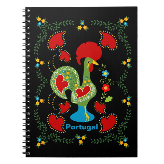 Cuaderno Gallo portugués de suerte en verde (Frente)