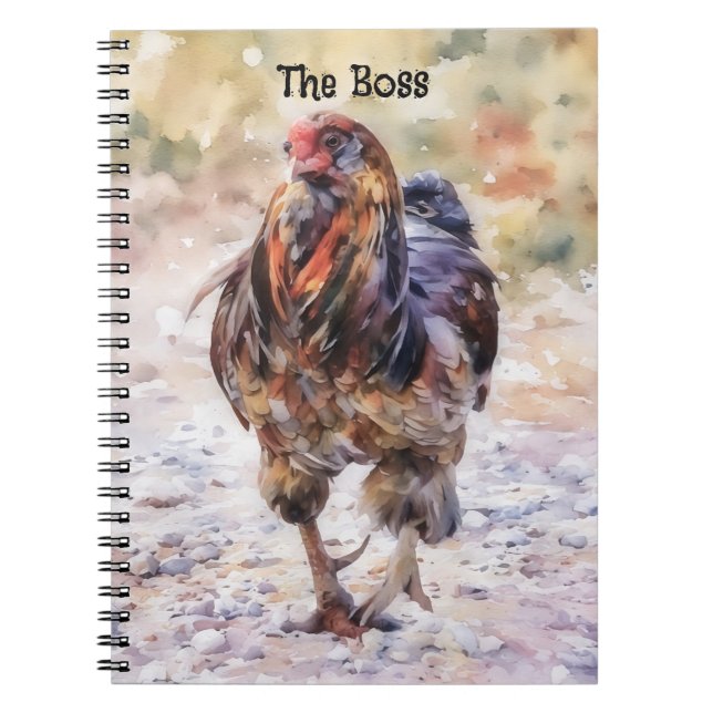 Cuaderno Gallo Strut El Jefe o Diario Personalizado (Frente)