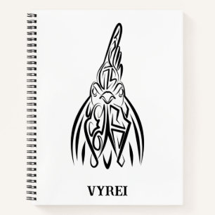 Cuaderno Gallo Tribal Blanco y Negro