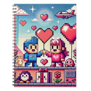 Cuaderno Gamer 8 bit día de San Valentín