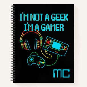 Cuaderno Gamer Retro Neon Monogrammed