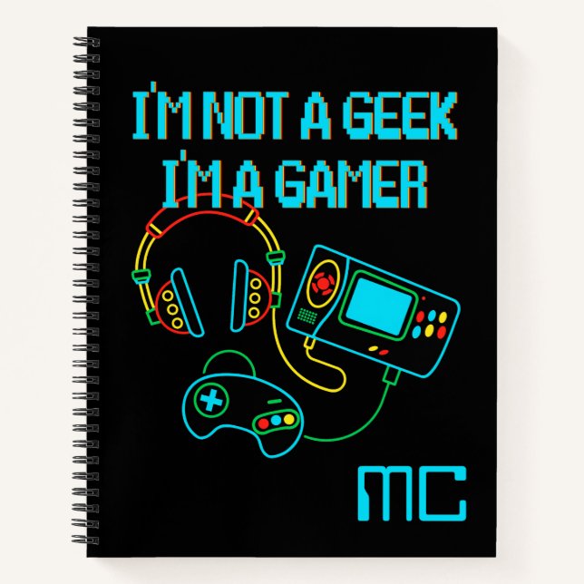 Cuaderno Gamer Retro Neon Monogrammed (Anverso)