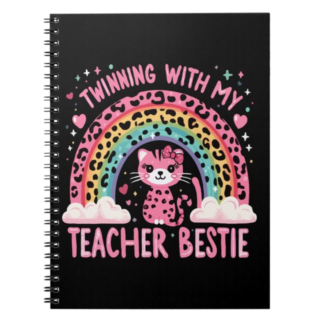 Cuaderno Ganar con mi profesor Bestie Rainbow Cat Lover (Frente)