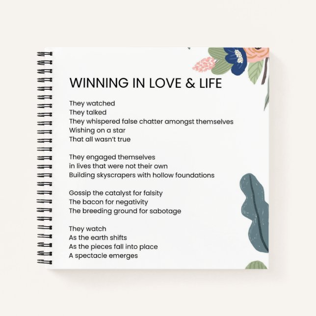 Cuaderno Ganar en amor y vida poesía motivacional (Anverso)