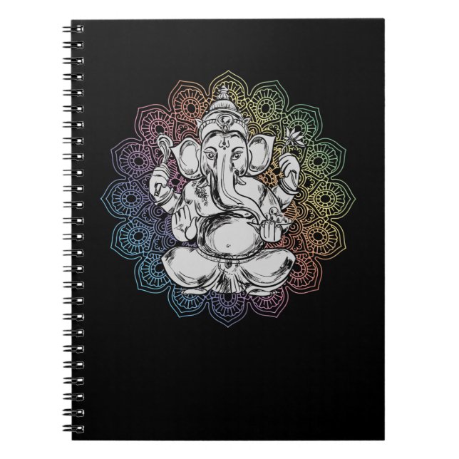 Cuaderno Ganesha Mandala Hindu Yoga Elefant Espiritual (Frente)