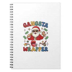 Cuaderno Gangsta Wrapper Santa de Navidad Micrófono Dinero