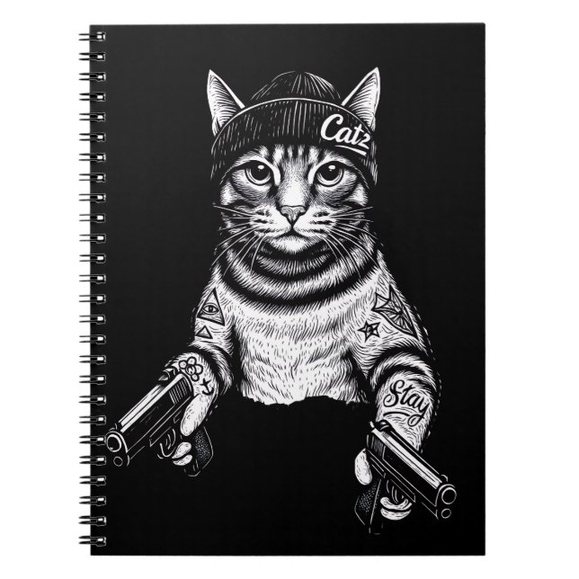 Cuaderno Gangster Cat Tattoo Art | Cool Streetwear Kitty (Frente)