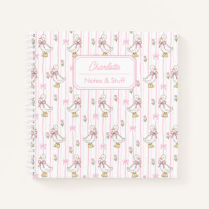 Cuaderno Gansa Coqueta Monada con Lazo Rosa Personalizada 