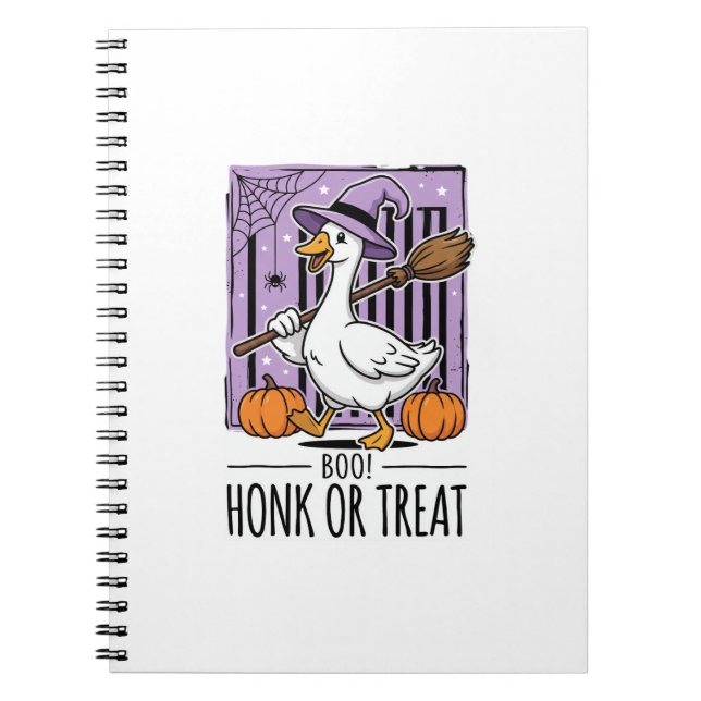 Cuaderno Ganso de Bruja de Halloween Honk o Tratar (Frente)