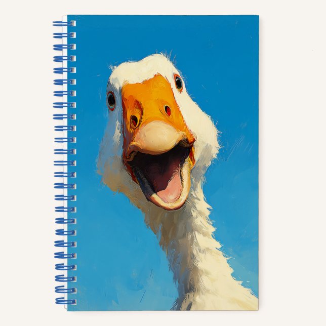 Cuaderno Ganso Feliz Bajo Cielo Azul (Anverso)
