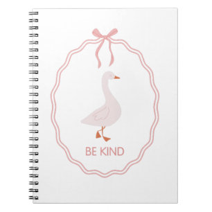 Cuaderno Ganso lindo sé amable con marco de cinta rosa