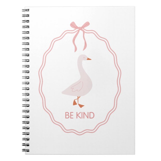 Cuaderno Ganso lindo sé amable con marco de cinta rosa (Frente)