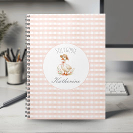 Cuaderno Ganso Tonto Elegante Rosa Chicas Nombre Personaliz