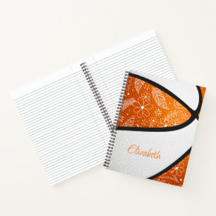 Cuaderno garabato floral boho naranja blanco baloncesto
