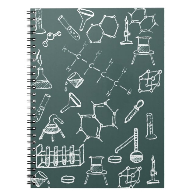 Cuaderno Garabatos químicos del equipo de laboratorio (Frente)