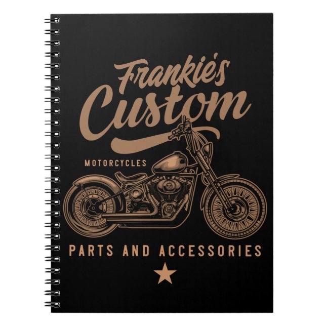 Cuaderno Garaje personalizado de motocicletas Bobber para m (Frente)