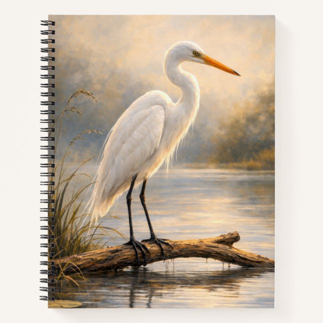 Cuaderno Garceta de Stillwater | Vida silvestre costera | C (Anverso)