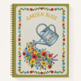 Cuaderno Garden Bliss Embroidered Floral Watering Can