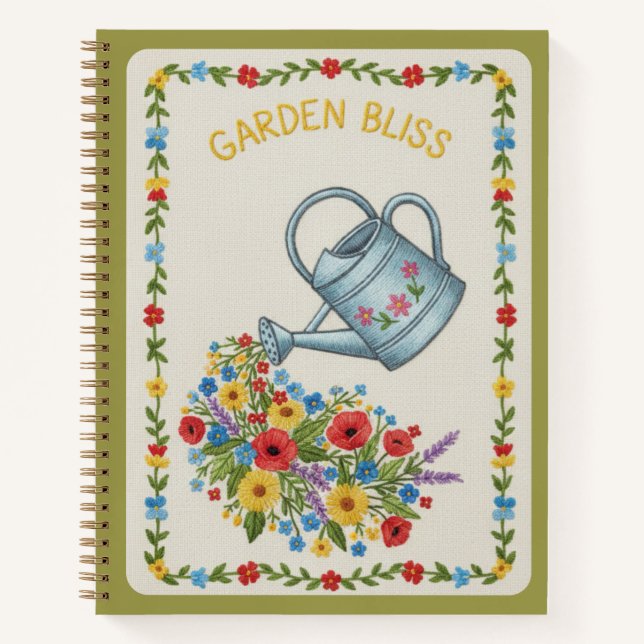 Cuaderno Garden Bliss Embroidered Floral Watering Can (Anverso)