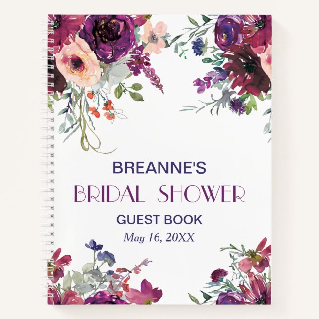 Cuaderno Garden Splash Floral Bridal Shower Guest Book (Anverso)
