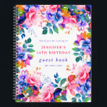 Cuaderno Garden Watercolor Floral 30th Birthday Guest Book<br><div class="desc">Celebre en estilo con nuestro libro de Fiestas Brillante y audaz de los 30 Años,  con nuestro impresionante diseño floral de acuarela en morado y rosa. ¡Pida ahora y haz que tu trigésimo cumpleaños sea memorable!</div>
