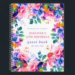 Cuaderno Garden Watercolor Floral 30th Birthday Guest Book<br><div class="desc">Celebre en estilo con nuestro libro de Fiestas Brillante y audaz de los 30 Años,  con nuestro impresionante diseño floral de acuarela en morado y rosa. ¡Pida ahora y haz que tu trigésimo cumpleaños sea memorable!</div>