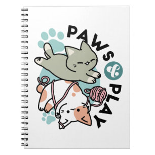 Cuaderno Garras y Juego – Ilustración de Gato Adorable