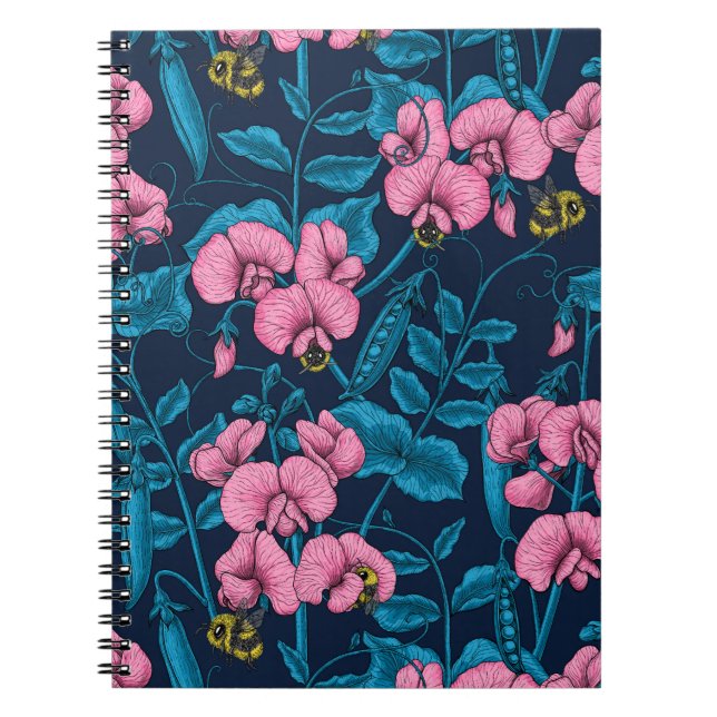 Cuaderno Garzas y abejorros dulces, rosa y azul (Frente)
