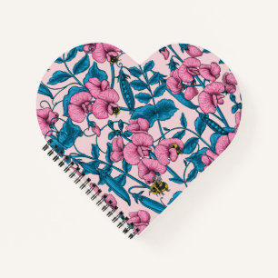 Cuaderno Garzas y abejorros dulces, rosa y azul